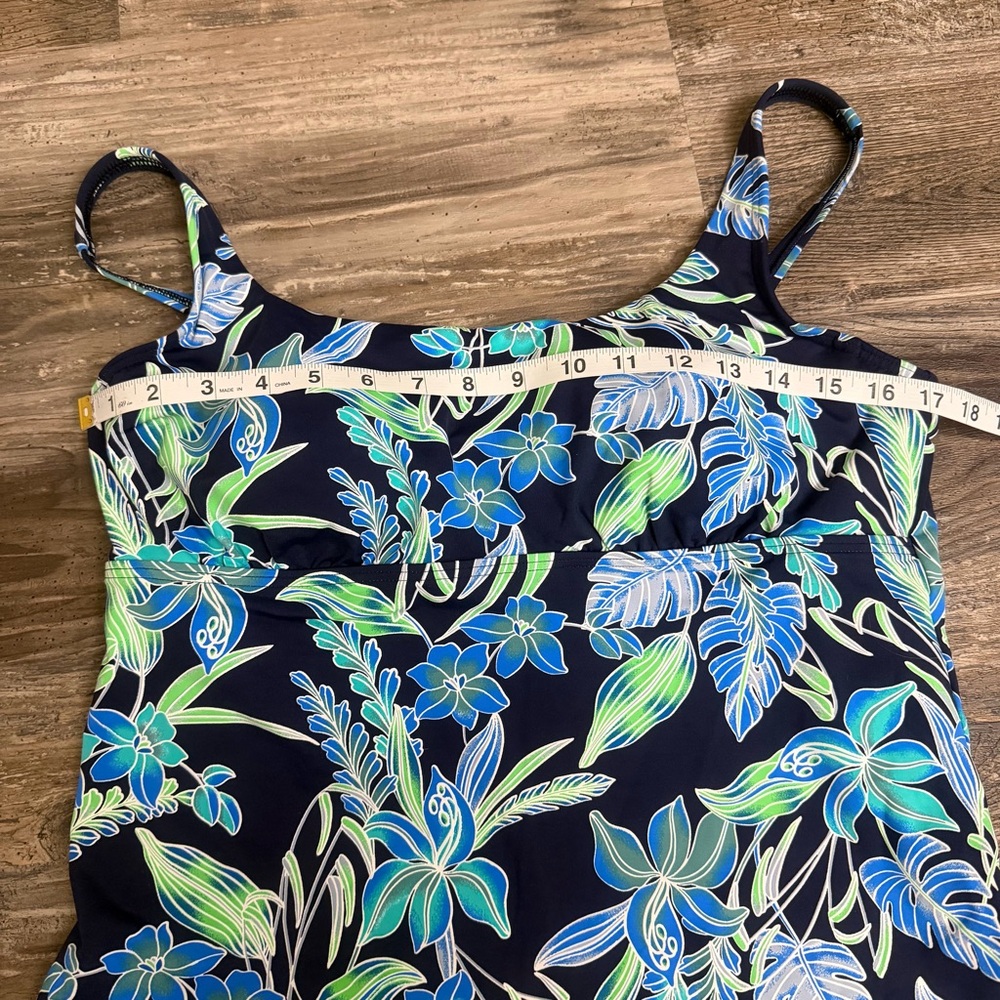 NWT Lands' End Blue Green Sea Lily Floral Square Neck Underwire Tankini Swim Top - Picture 5 of 6